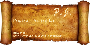 Pupics Julietta névjegykártya